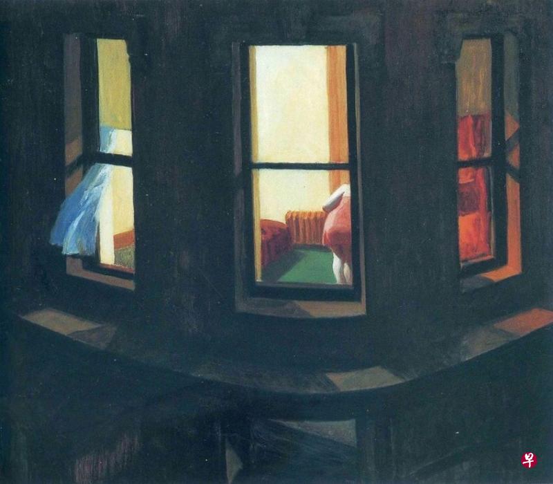 美国画家爱德华·霍普油画《夜窗》（1928），描绘房间里的女人。（取自www.edwardhopper.net）