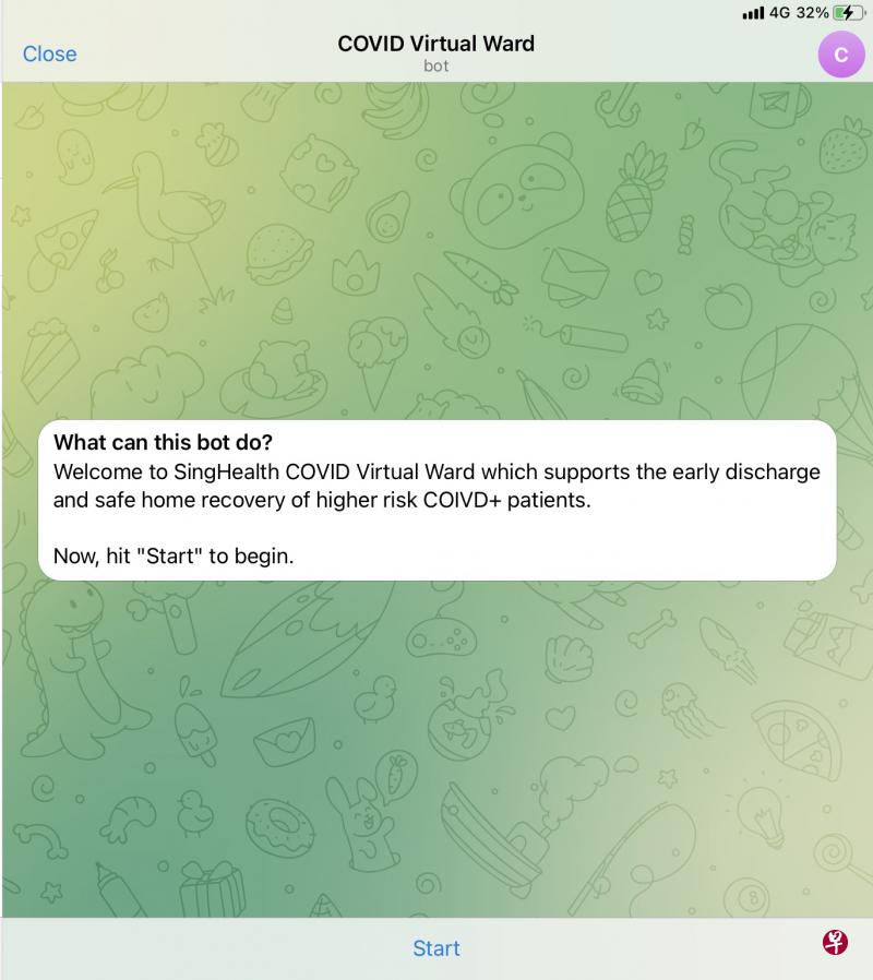 在冠病虚拟病房计划下，冠病病患每天会通过聊天机器人或电话接到提交体温、血压等生命体征数据的提醒，迄今已帮助逾700名居家康复的冠病病患、省下了逾5000个住院日。（中央医院提供） 